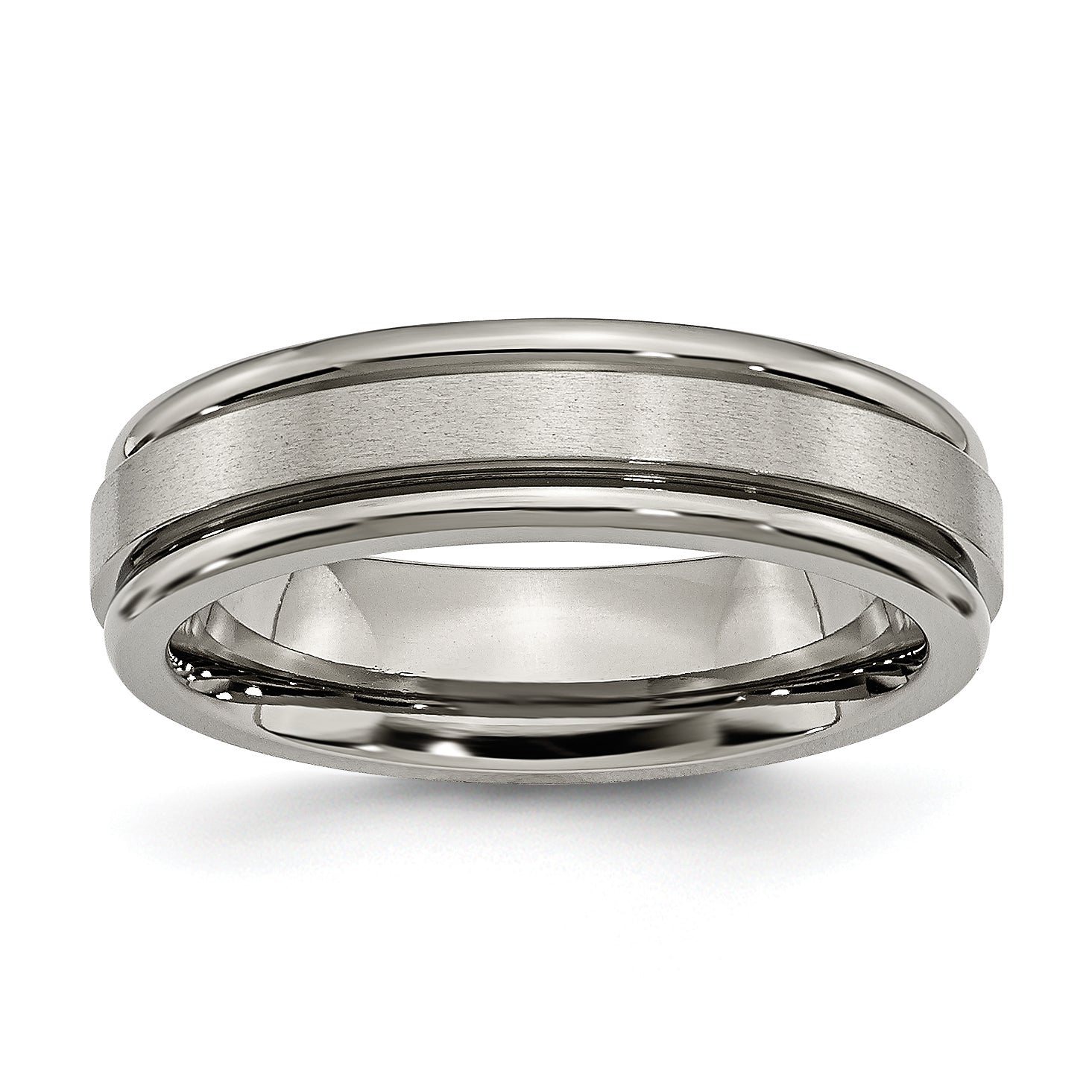 Chisel Titanium Satin and Polished 6mm Grooved Edge Band