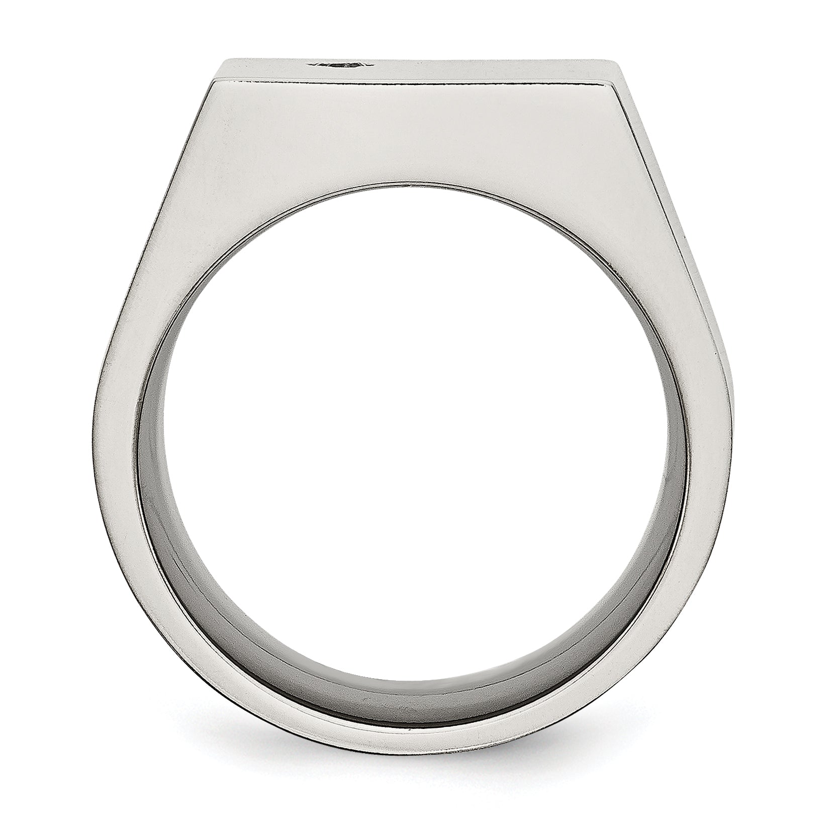 Chisel Titanium Polished CZ Signet Ring