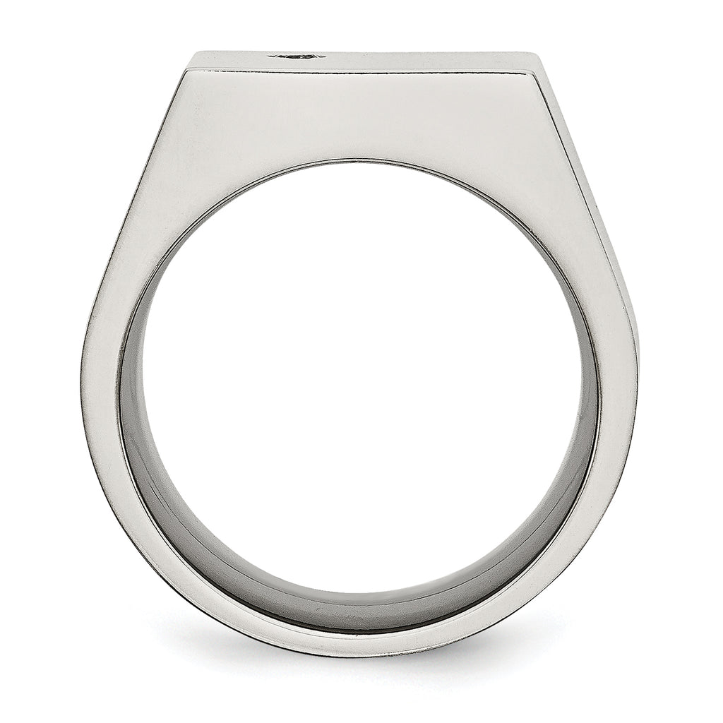 Chisel Titanium Polished CZ Signet Ring