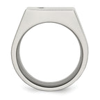 Chisel Titanium Polished CZ Signet Ring
