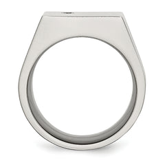 Chisel Titanium Polished CZ Signet Ring