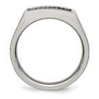 Chisel Titanium Brushed and Polished Black IP-plated CZ Signet Ring