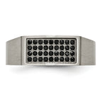 Chisel Titanium Brushed and Polished Black IP-plated CZ Signet Ring