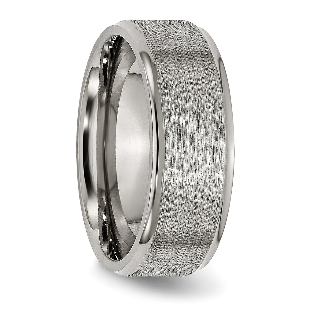 Chisel Titanium Brushed Center 8mm Ridged Edge Band