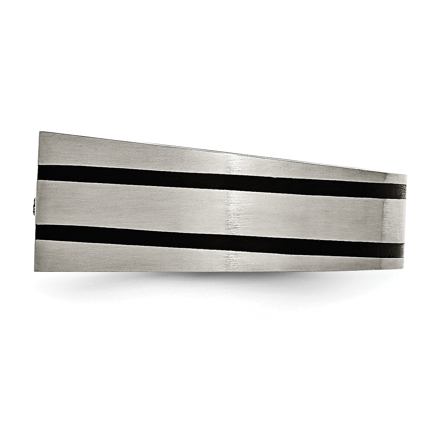 Chisel Titanium Brushed and Polished Black IP-plated CZ Signet Ring Secondary image