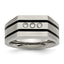Chisel Titanium Brushed and Polished Black IP-plated CZ Signet Ring
