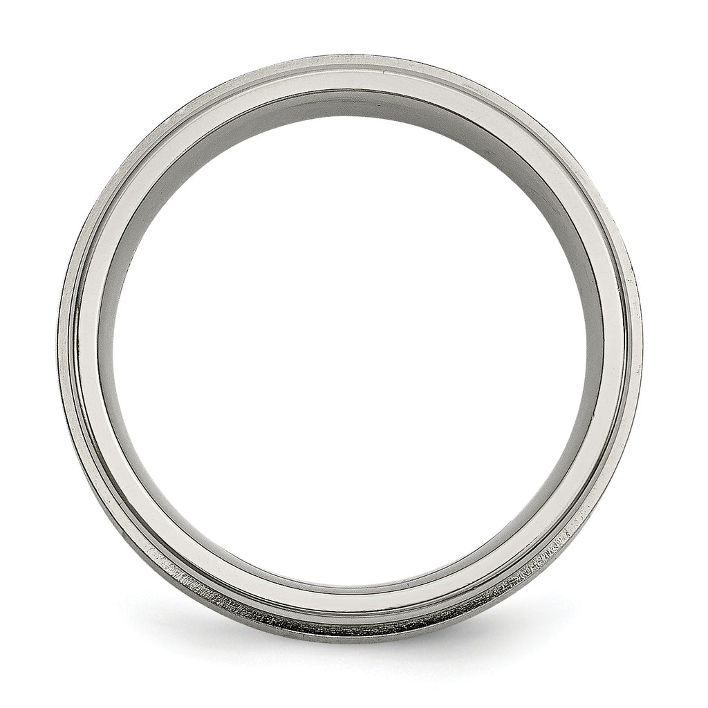 Chisel Titanium Brushed and Polished .05 Carat Diamond Rounded Edge 7mm Band