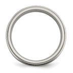 Chisel Titanium Brushed and Polished .05 Carat Diamond Rounded Edge 7mm Band