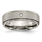 Chisel Titanium Brushed and Polished .05 Carat Diamond Rounded Edge 7mm Band