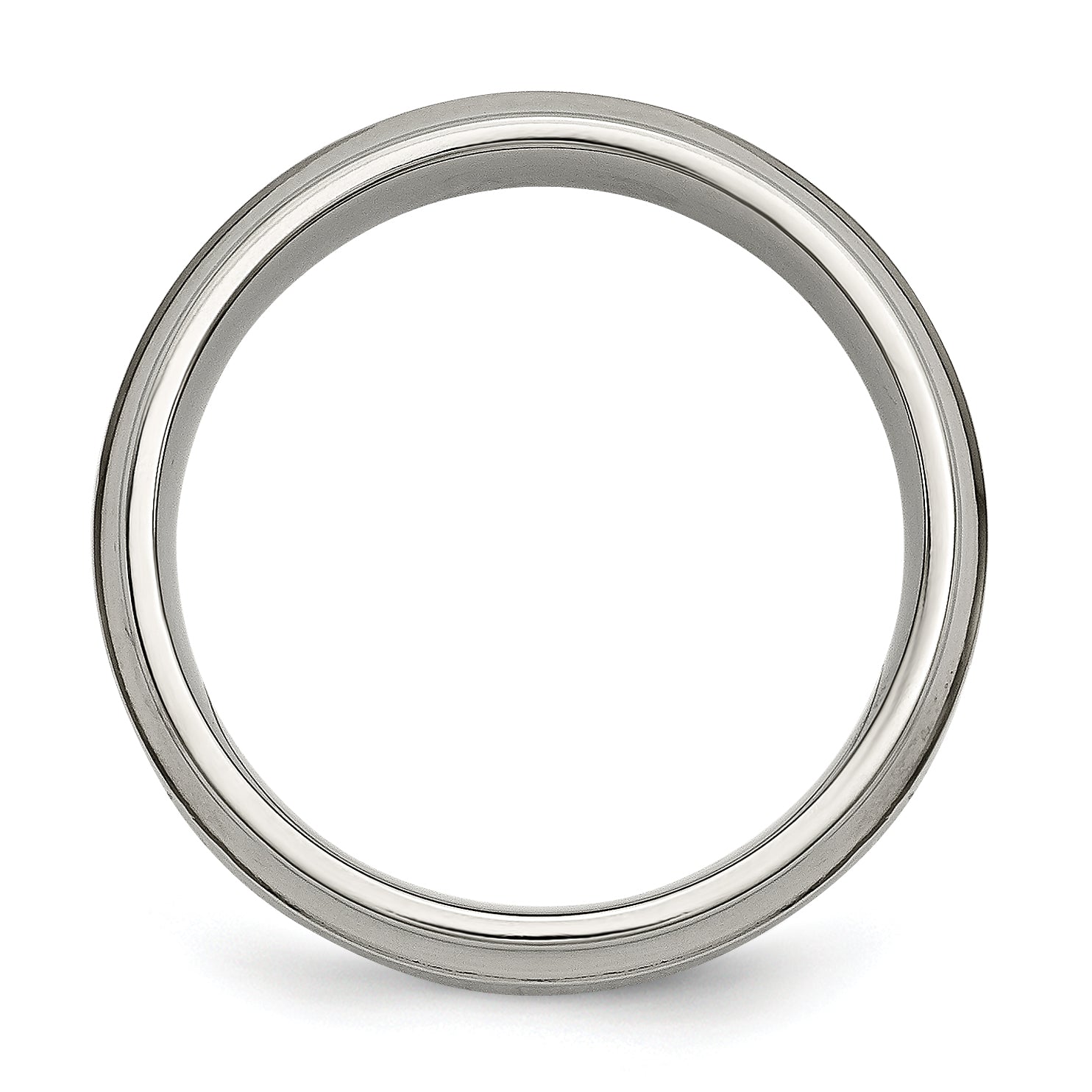 Chisel Titanium Polished 1/5 Carat Diamond Ridged Edge 7mm Band Secondary image