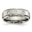 Chisel Titanium Polished 1/5 Carat Diamond Ridged Edge 7mm Band