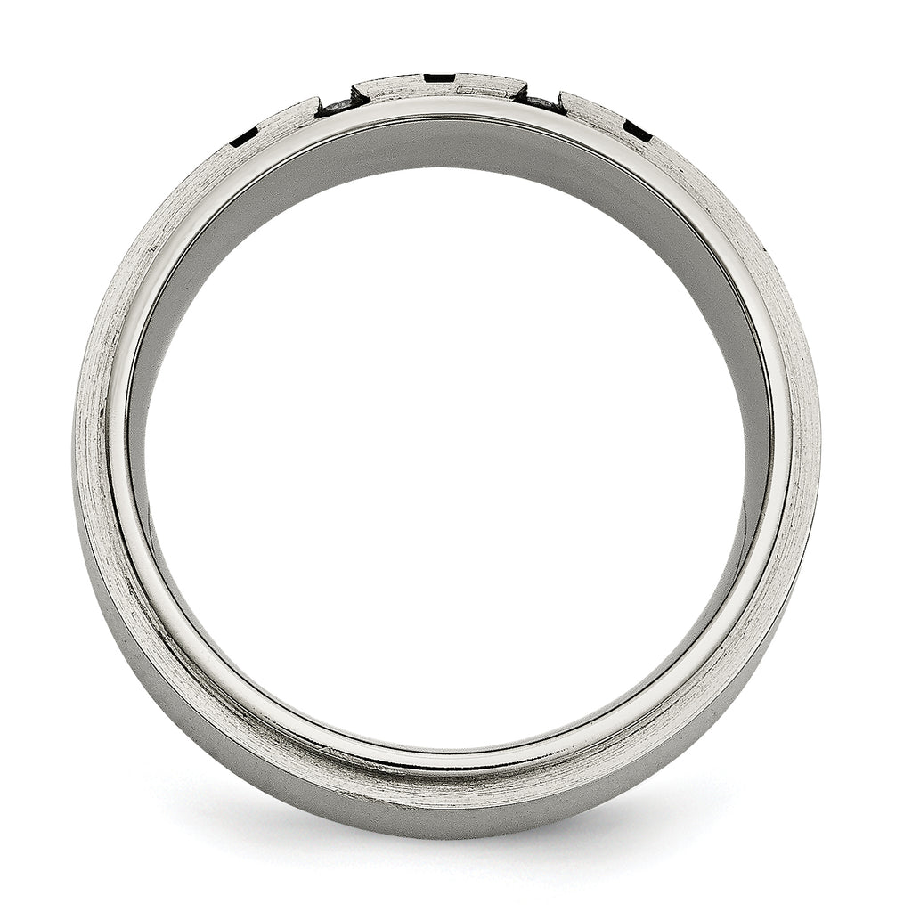 Chisel Titanium Brushed and Polished Black IP-plated 0.15 Carat Diamond 9mm Band