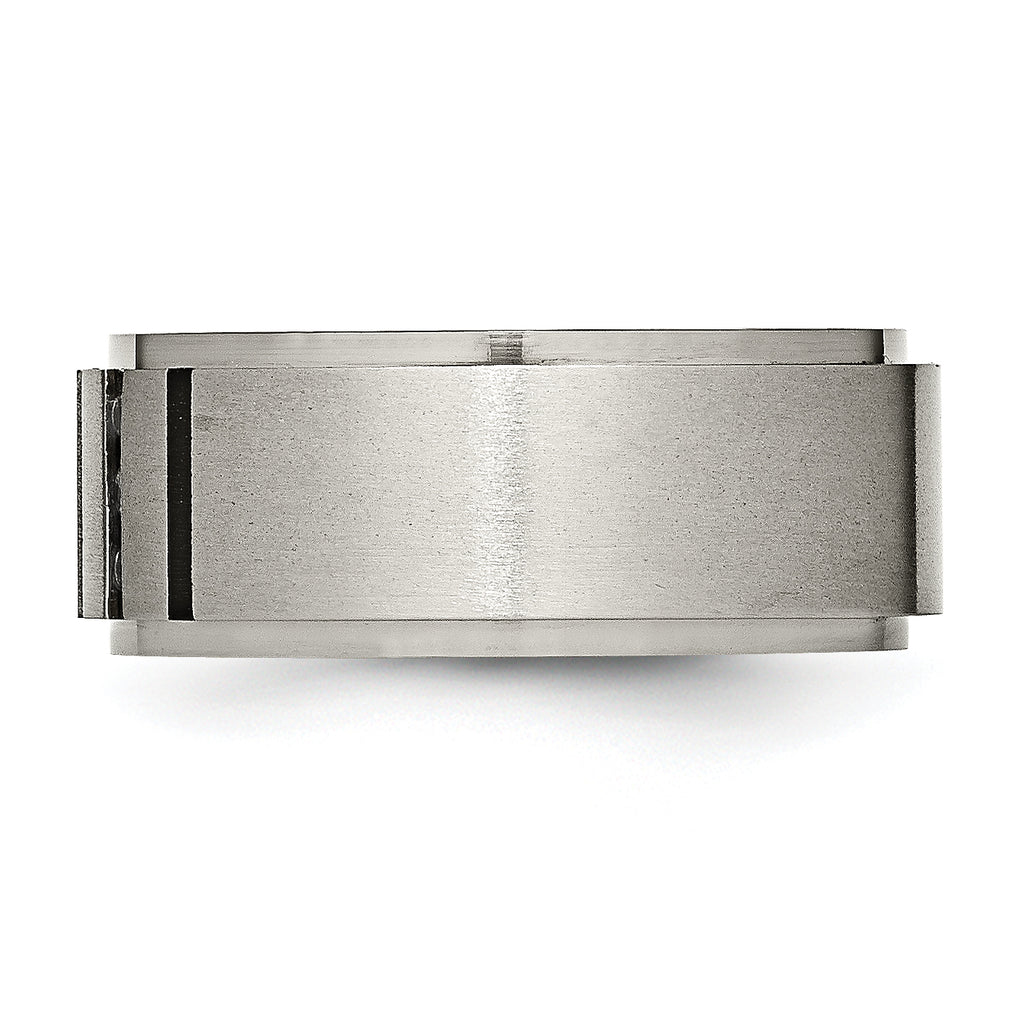 Chisel Titanium Brushed and Polished Black IP-plated 0.15 Carat Diamond 9mm Band