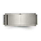 Chisel Titanium Brushed and Polished Black IP-plated 0.15 Carat Diamond 9mm Band