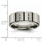 Chisel Titanium Brushed and Polished Black IP-plated 0.15 Carat Diamond 9mm Band