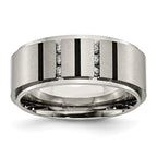 Chisel Titanium Brushed and Polished Black IP-plated 0.15 Carat Diamond 9mm Band
