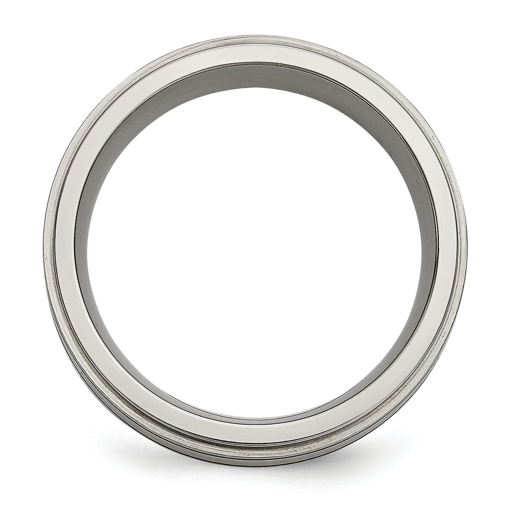 Chisel Titanium Brushed Polished and Enameled 1/2 Carat Diamond 9mm Band
