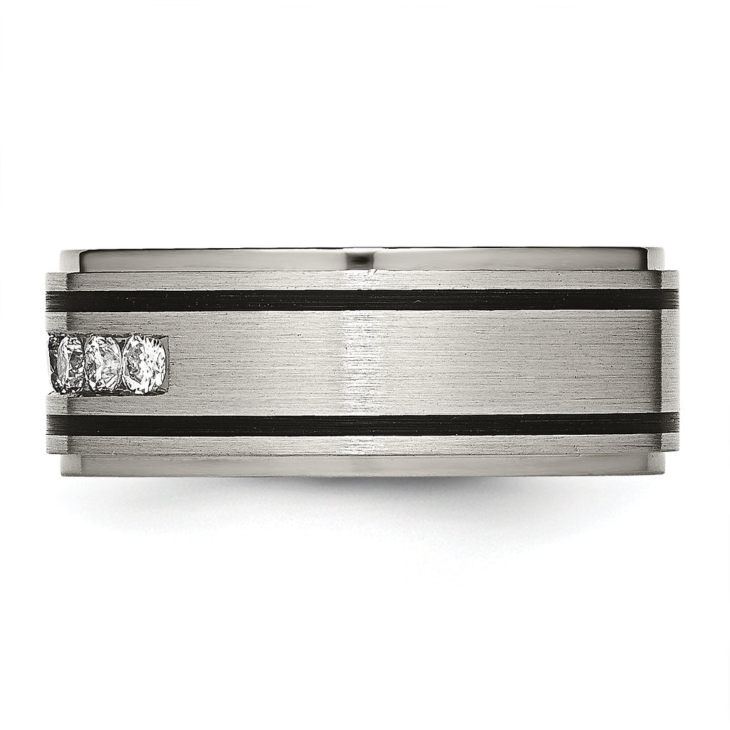 Chisel Titanium Brushed Polished and Enameled 1/2 Carat Diamond 9mm Band