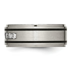 Chisel Titanium Brushed Polished and Enameled 1/2 Carat Diamond 9mm Band