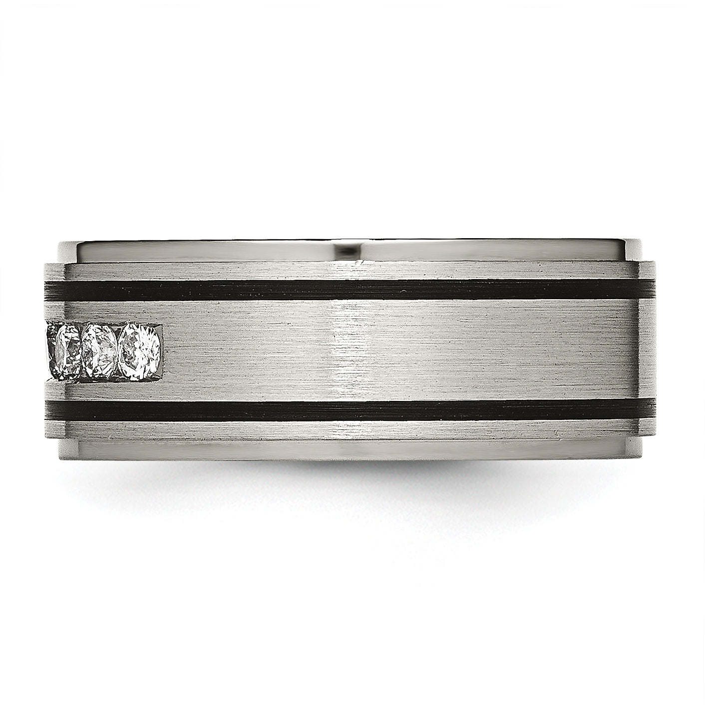 Chisel Titanium Brushed Polished and Enameled 1/2 Carat Diamond 9mm Band