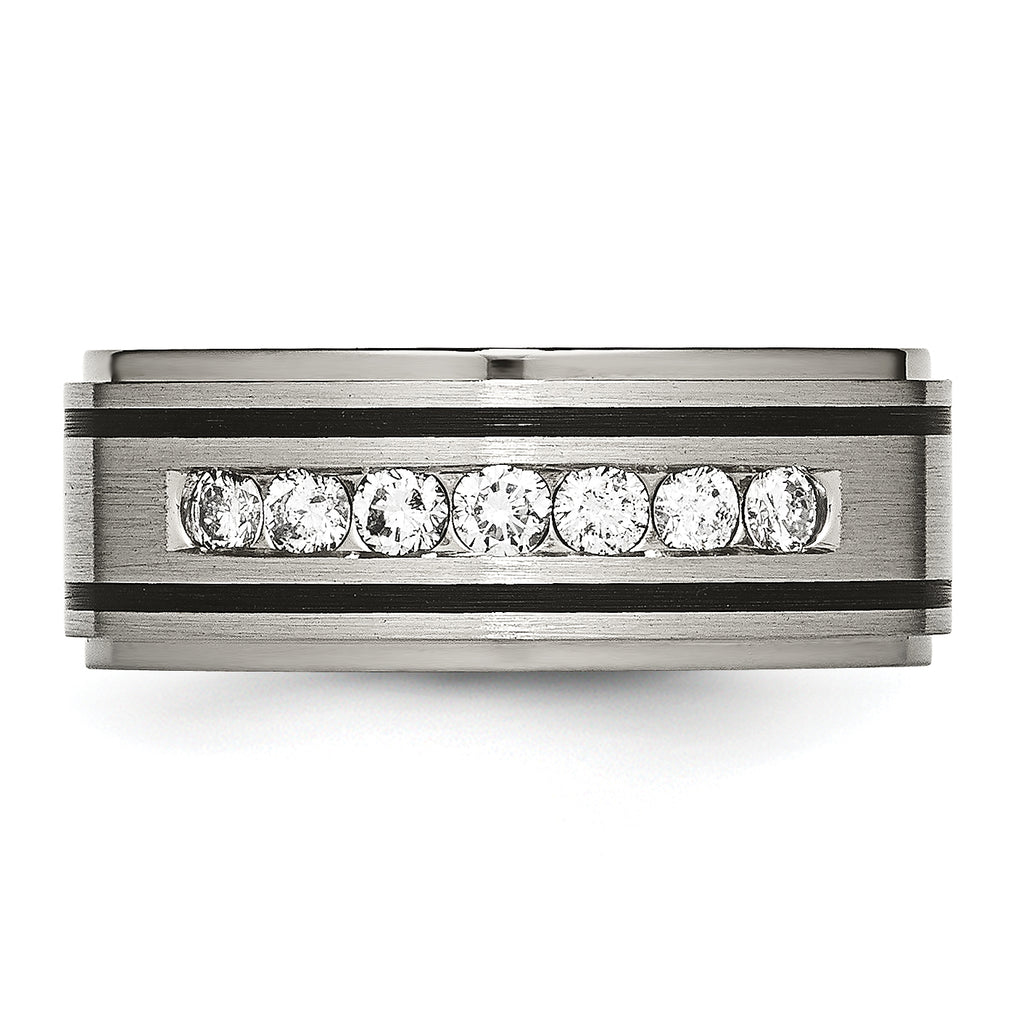 Chisel Titanium Brushed Polished and Enameled 1/2 Carat Diamond 9mm Band