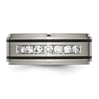 Chisel Titanium Brushed Polished and Enameled 1/2 Carat Diamond 9mm Band