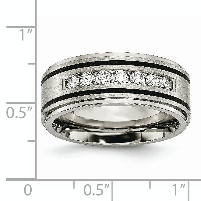 Chisel Titanium Brushed Polished and Enameled 1/2 Carat Diamond 9mm Band