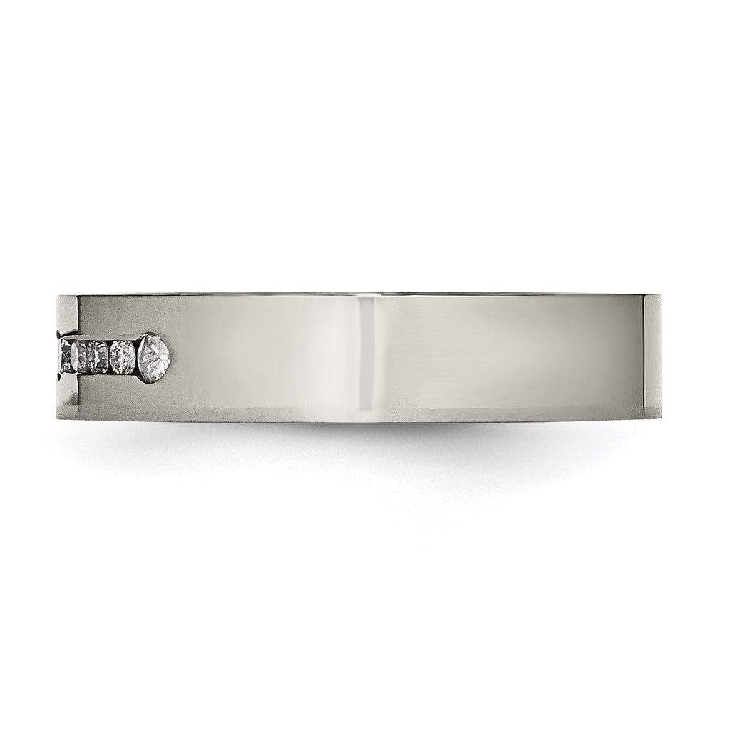 Titanium Polished 1/4ct tw. Diamond 6mm Band