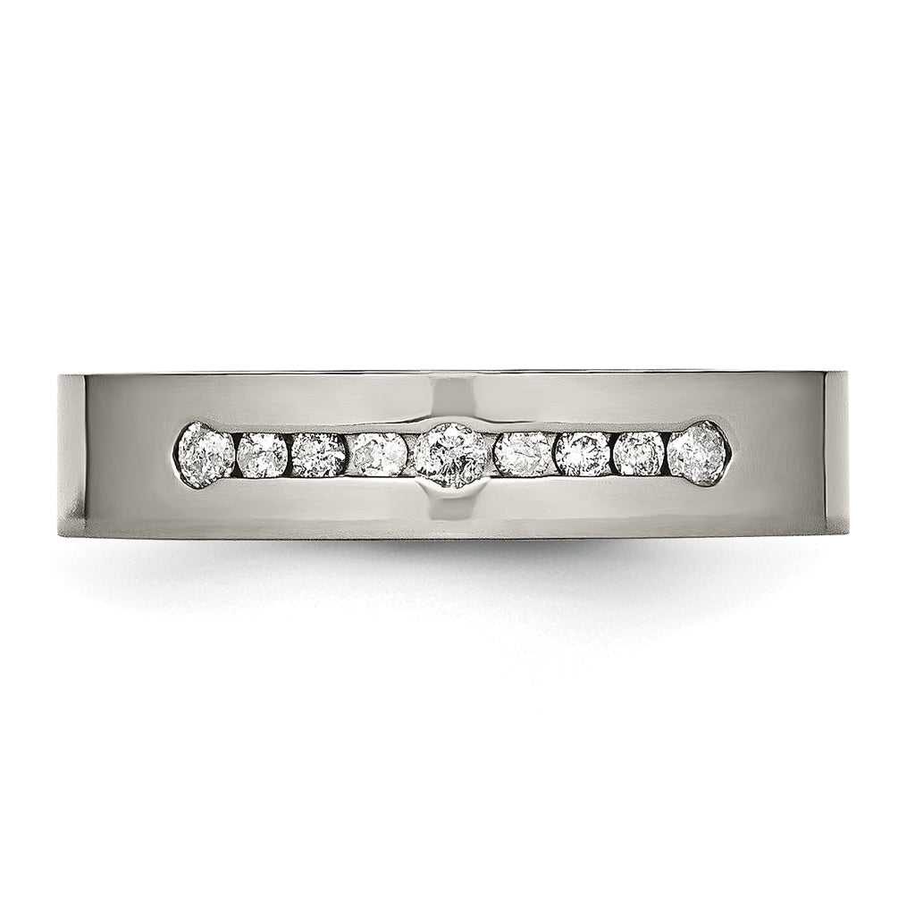 Titanium Polished 1/4ct tw. Diamond 6mm Band