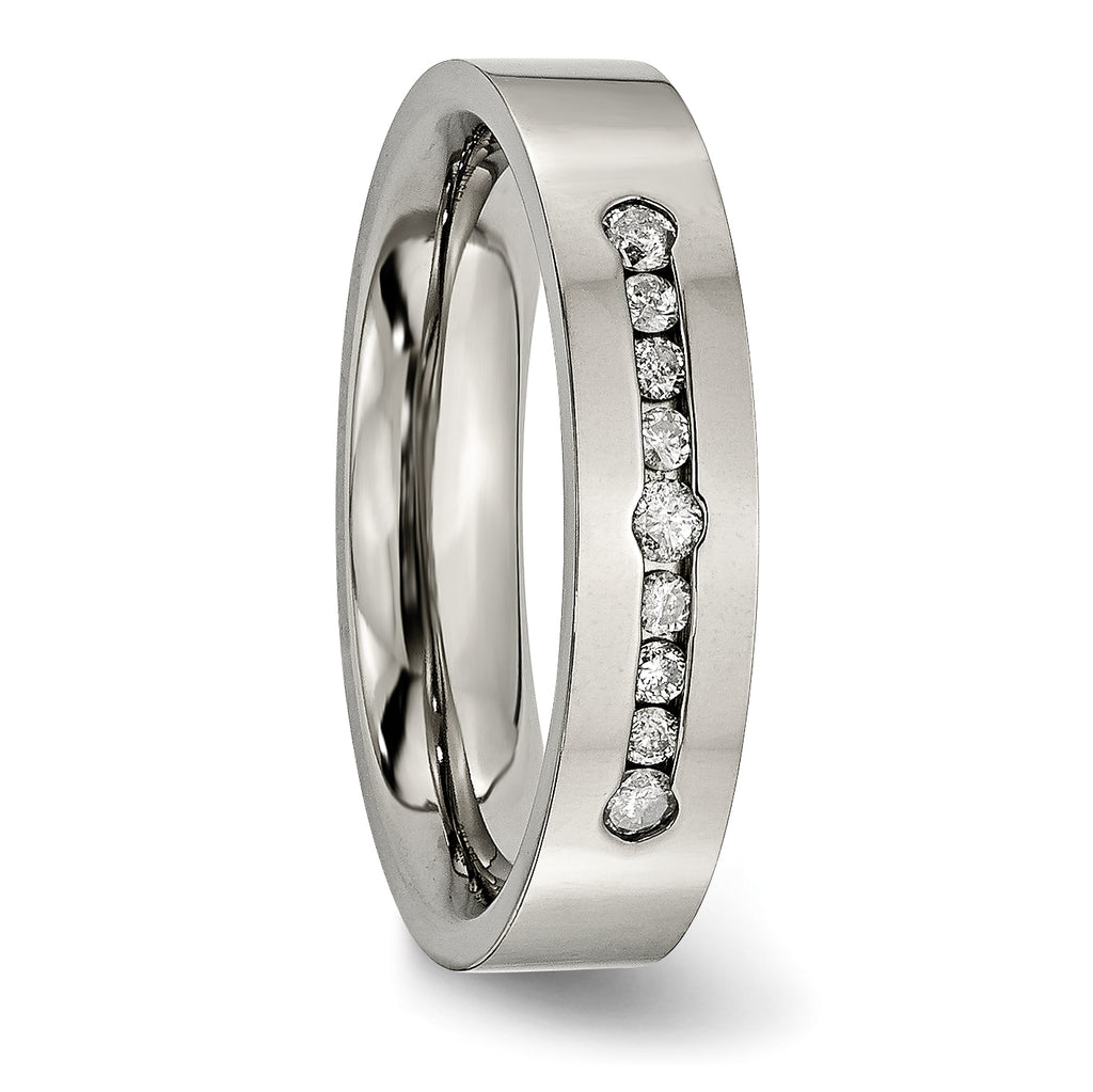 Titanium Polished 1/4ct tw. Diamond 6mm Band