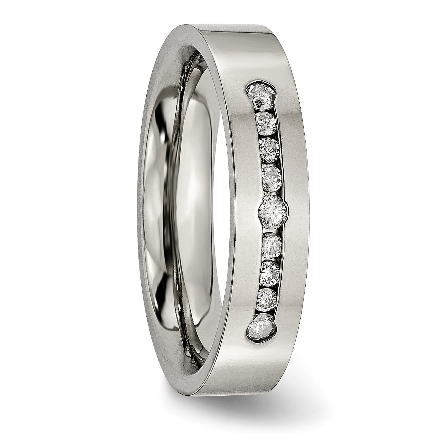 Titanium Polished 1/4ct tw. Diamond 6mm Band