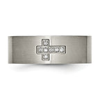 Chisel Titanium Brushed 1/15 Carat Diamond Cross 8mm Flat Band