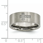 Chisel Titanium Brushed 1/15 Carat Diamond Cross 8mm Flat Band