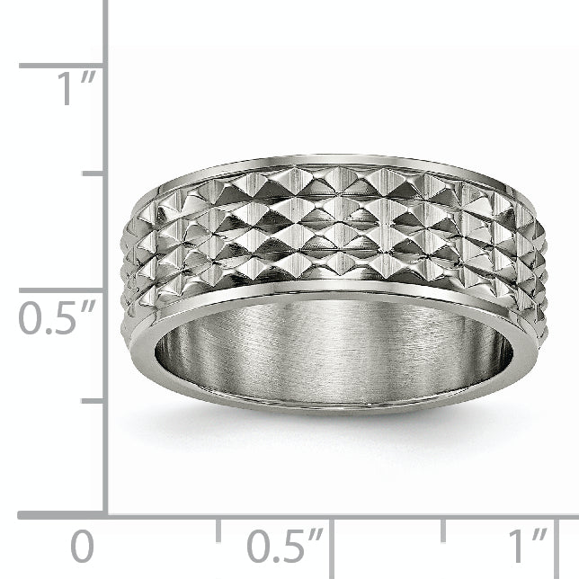 Chisel Titanium Polished 8mm Studded Band