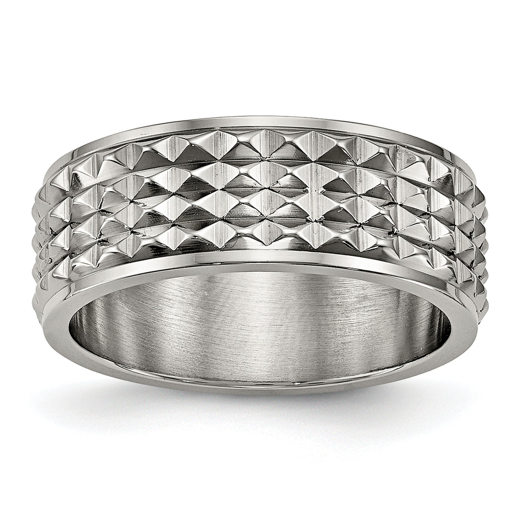 Chisel Titanium Polished 8mm Studded Band