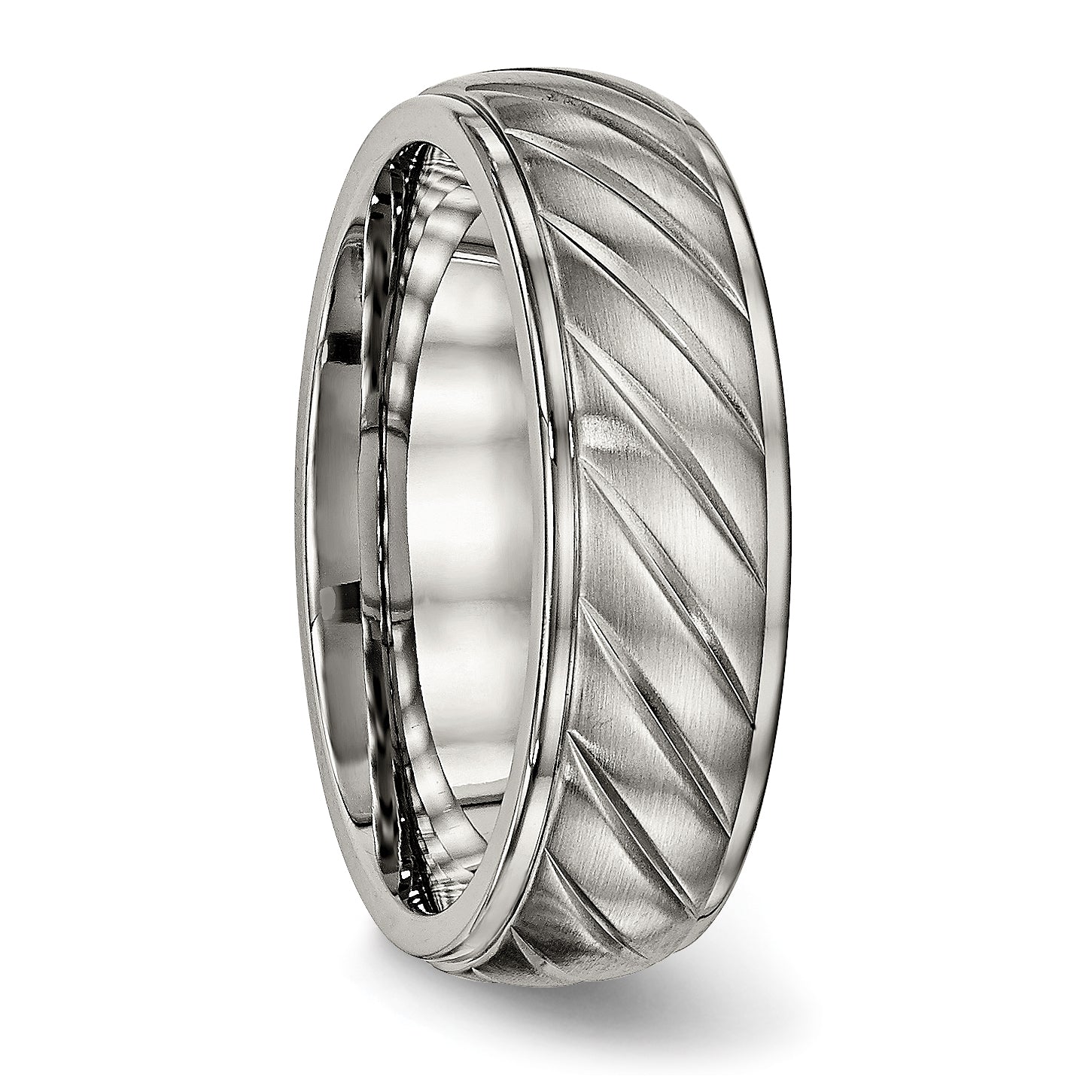 Chisel Titanium Brushed and Polished 7mm Grooved Band