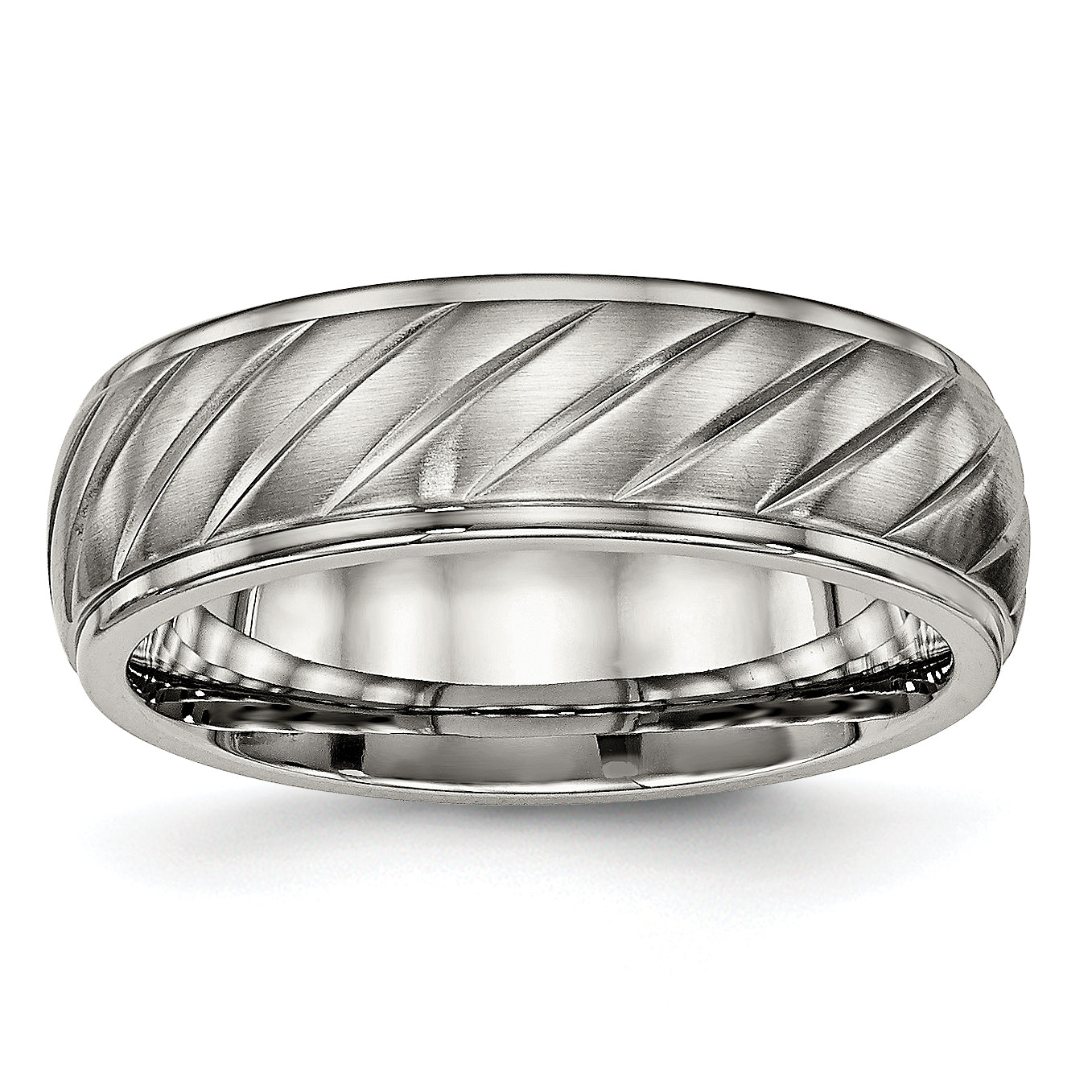 Chisel Titanium Brushed and Polished 7mm Grooved Band Main image