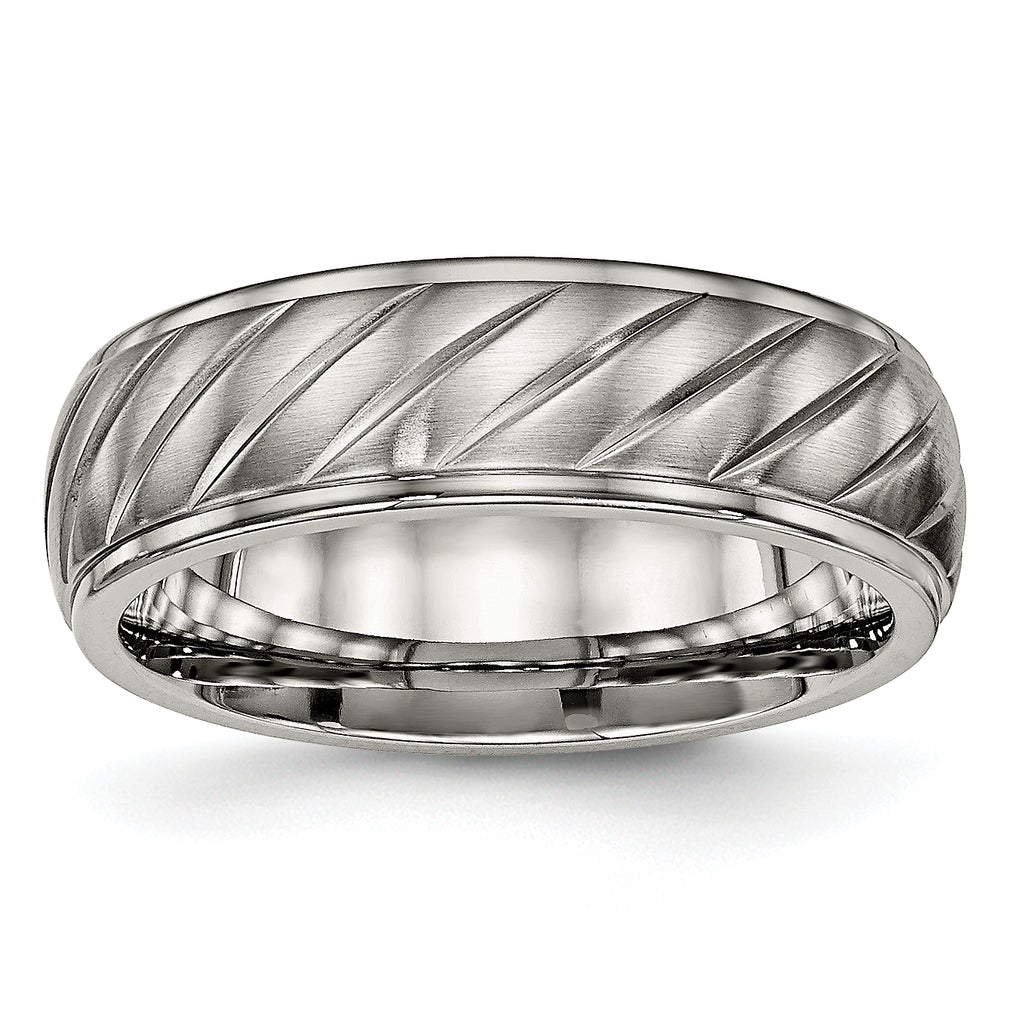 Chisel Titanium Brushed and Polished 7mm Grooved Band