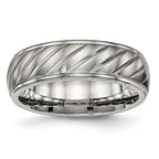Chisel Titanium Brushed and Polished 7mm Grooved Band