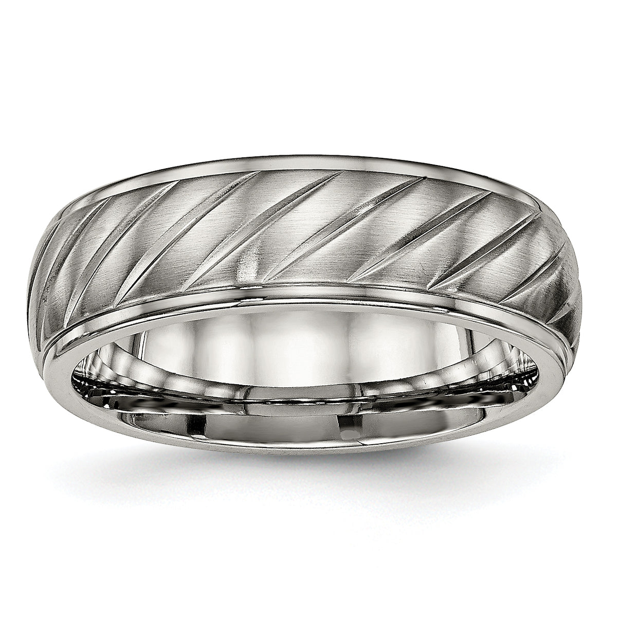Chisel Titanium Brushed and Polished 7mm Grooved Band