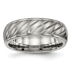 Chisel Titanium Brushed and Polished 7mm Grooved Band