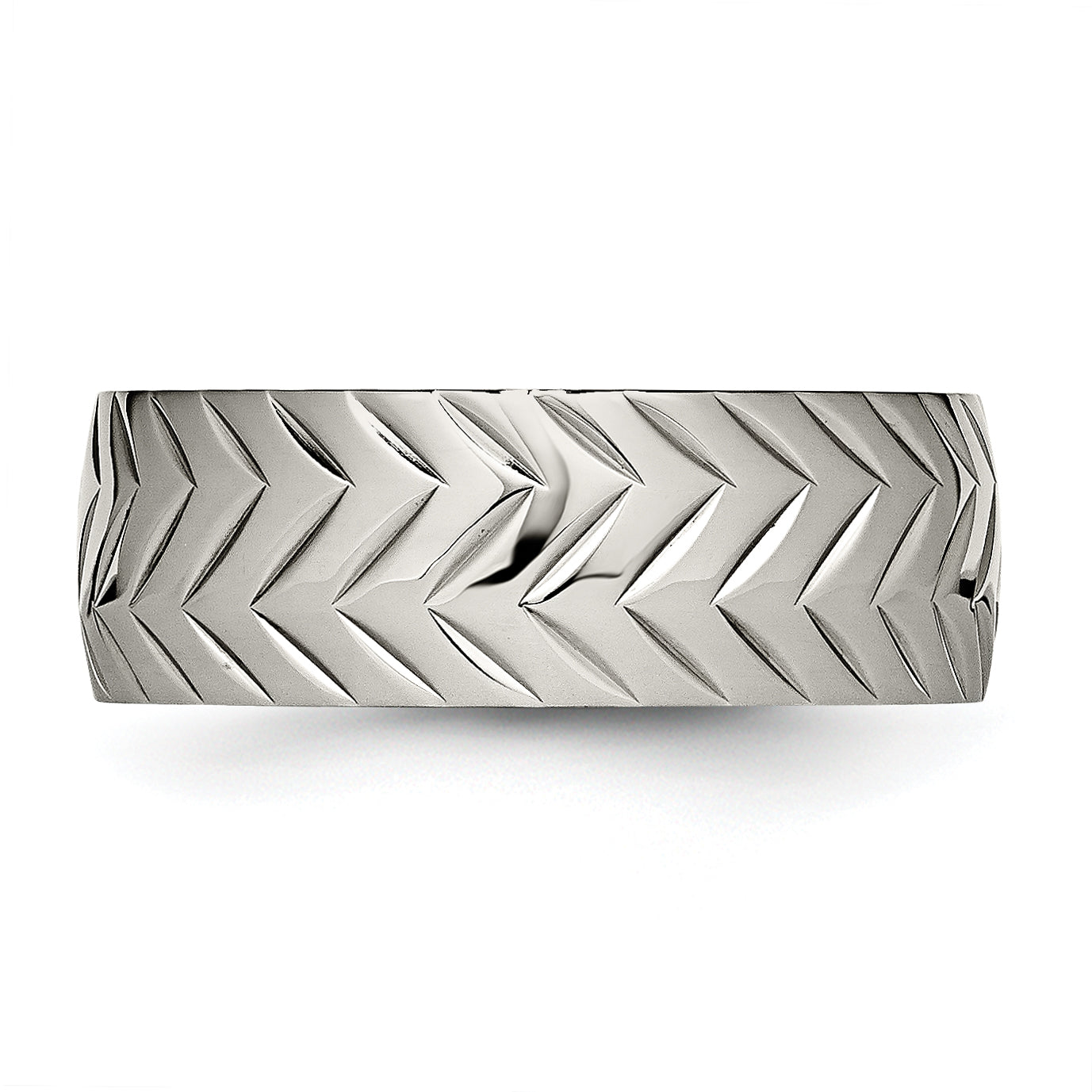 Chisel Titanium Polished Diamond Cut 8mm Band