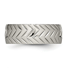 Chisel Titanium Polished Diamond Cut 8mm Band
