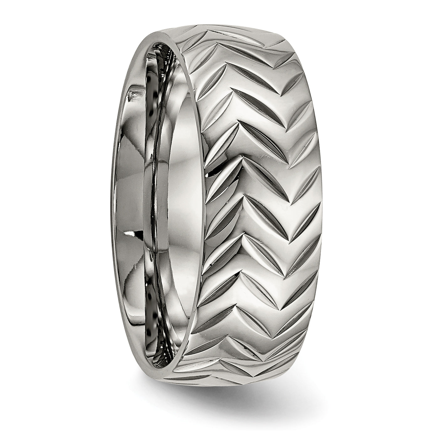 Chisel Titanium Polished Diamond Cut 8mm Band