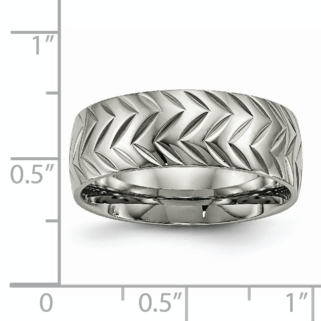 Chisel Titanium Polished Diamond Cut 8mm Band