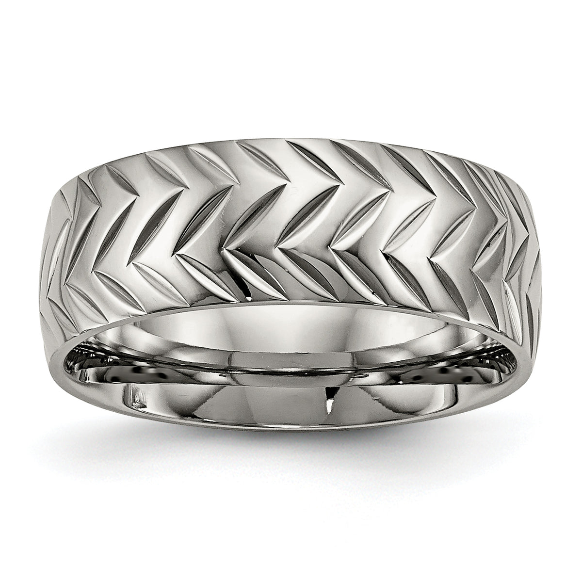 Chisel Titanium Polished Diamond Cut 8mm Band