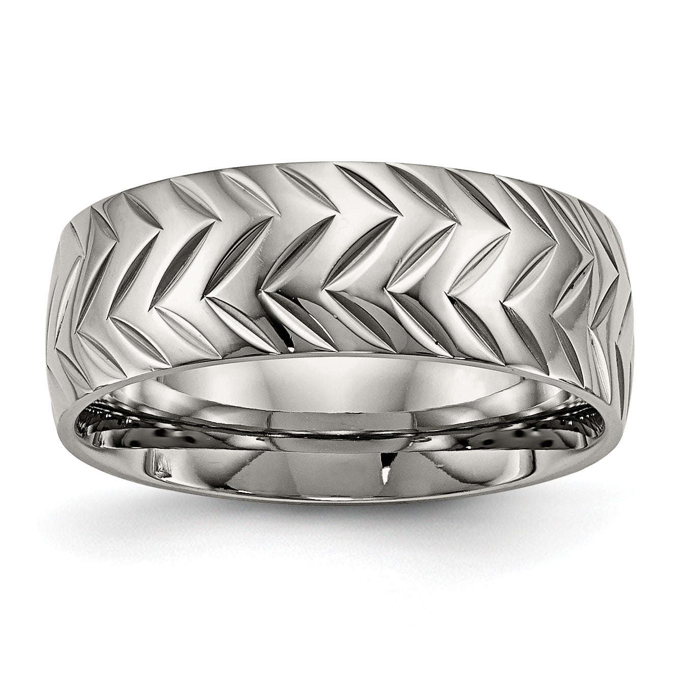Chisel Titanium Polished Diamond Cut 8mm Band Main image