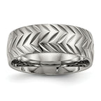 Chisel Titanium Polished Diamond Cut 8mm Band