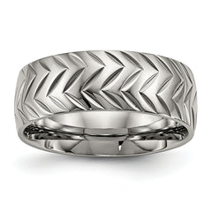 Chisel Titanium Polished Diamond Cut 8mm Band