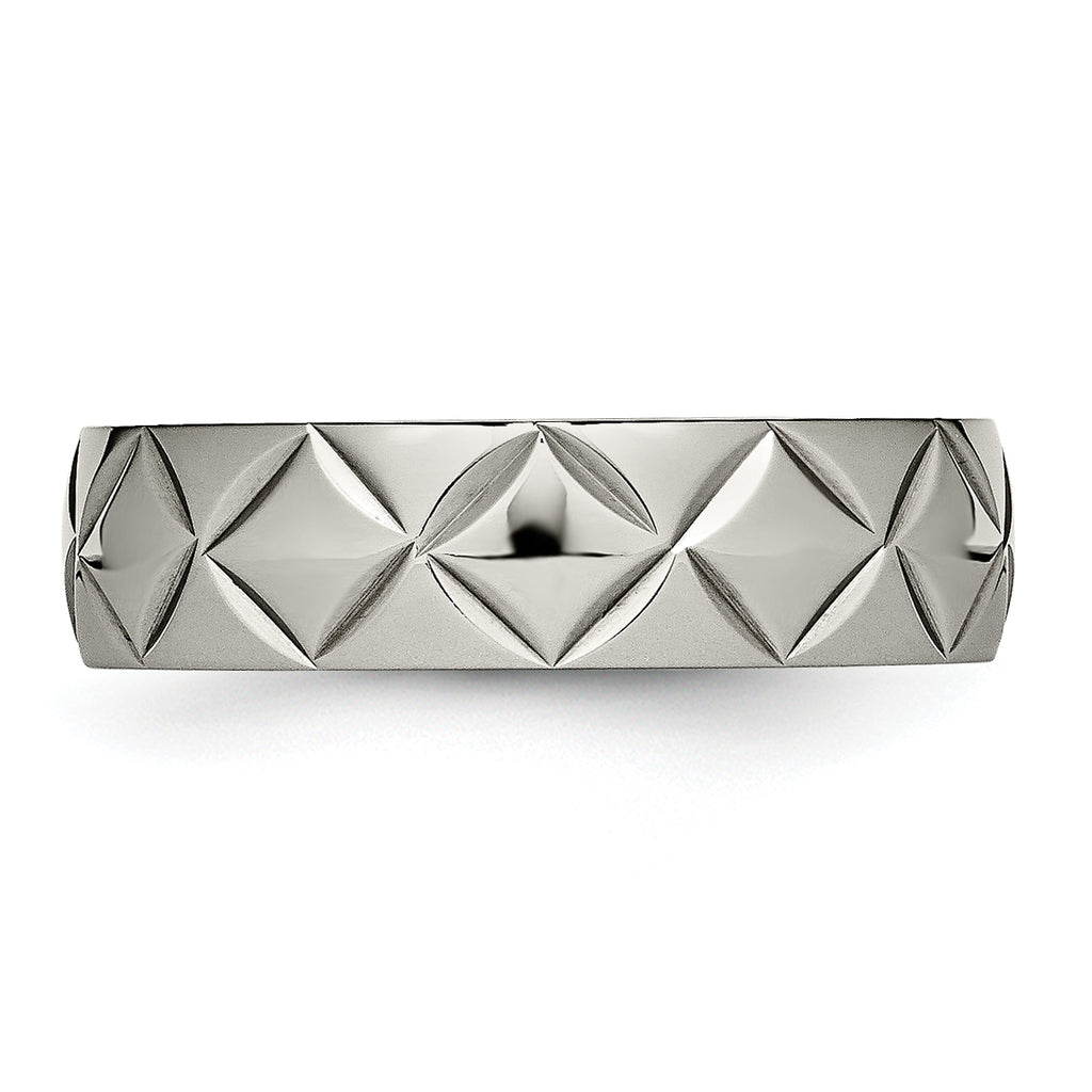 Titanium Polished Diamond Cut 6mm Band